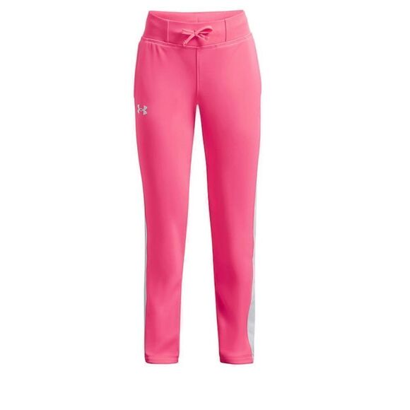 Under Armour Girls YLG Armour Fleece Pants - Cerise with White Trim - Picture 7 of 8
